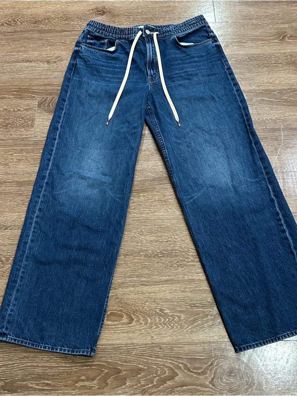MOTHER The Drawn Tagger Sneak Relaxed Wide Leg Drawstring Denim Blue Jeans Sz 31